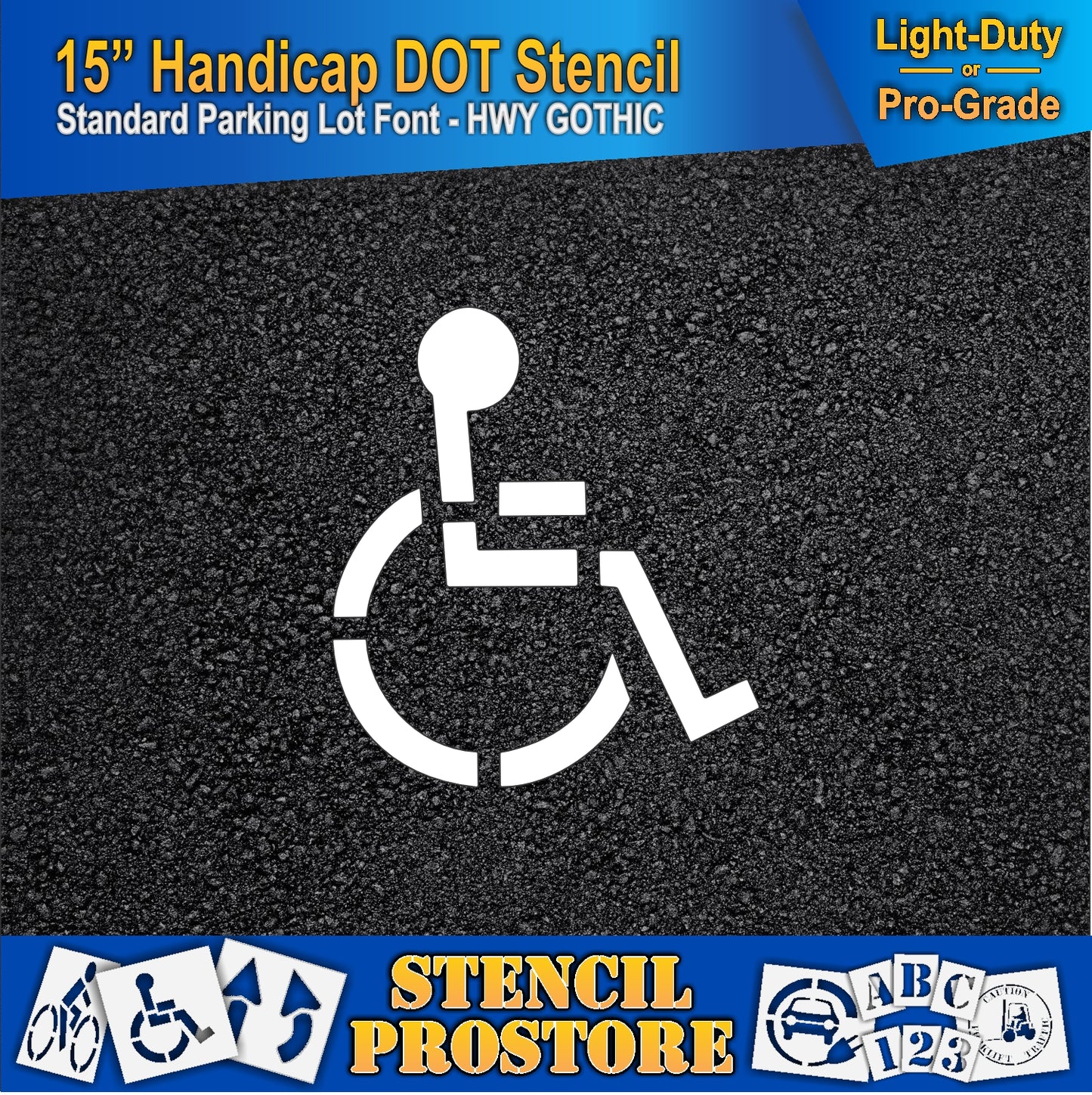15 Inch Handicap Pavement Stencil – ADA-Compliant Stencil for Parking Lots