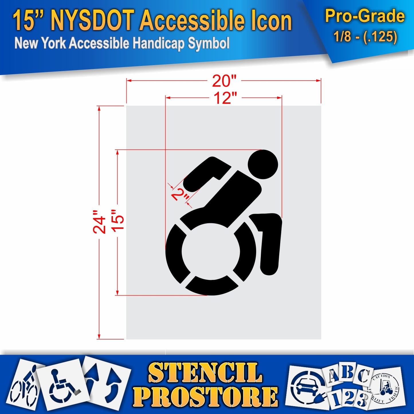 15 Inch NYSDOT Accessible Icon Pavement Stencil – ADA-Compliant Stencil for Parking Lots