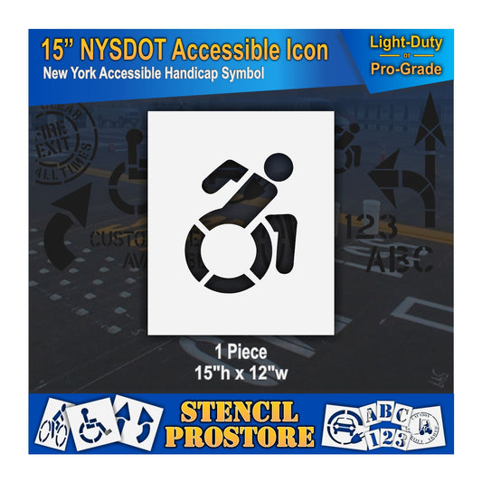 15 Inch NYSDOT Accessible Icon Pavement Stencil – ADA-Compliant Stencil for Parking Lots