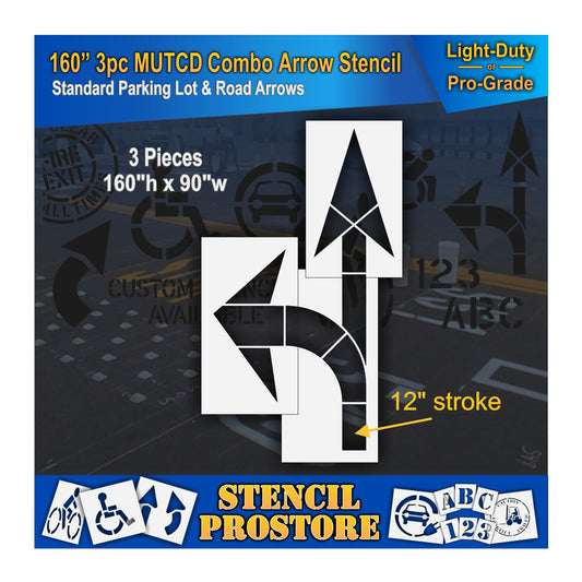 160 Inch 3pc MUTCD Combo Arrow Stencil – Parking Lot and Highway Stencil
