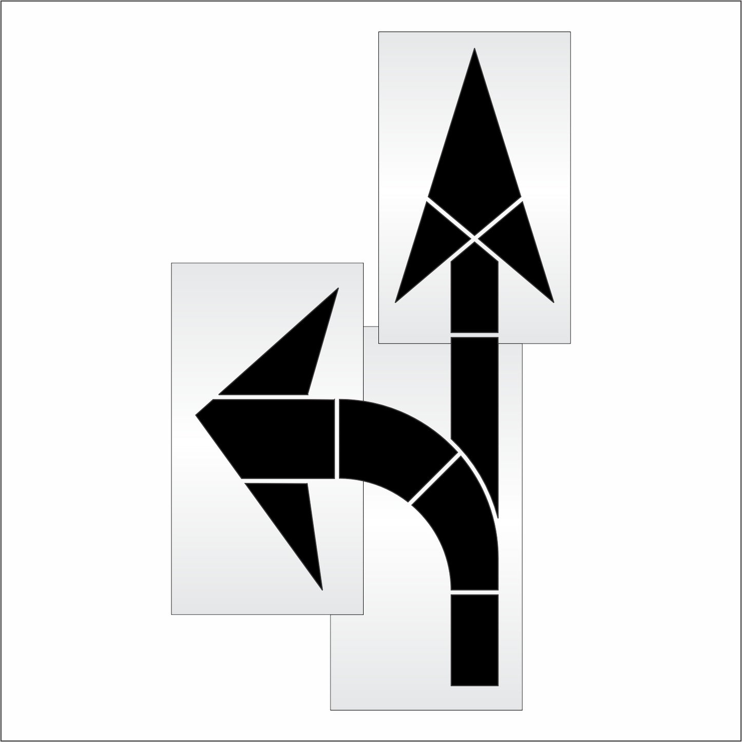 160 Inch 3pc MUTCD Combo Arrow Stencil – Parking Lot and Highway Stencil