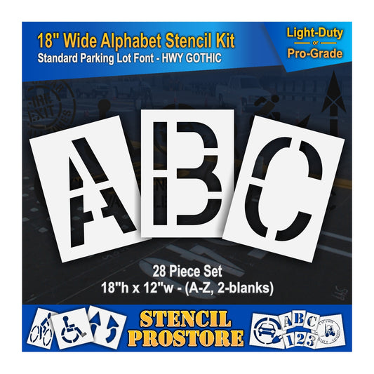 graphic image of an 18" wide letters A, B, and C stencils