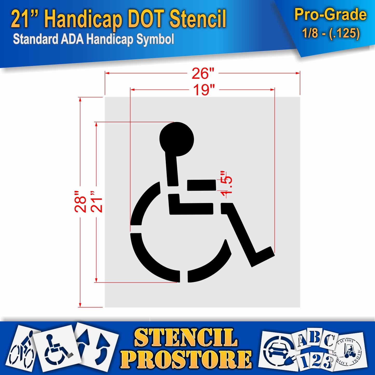 21 Inch Handicap Pavement Stencil – ADA-Compliant Stencil for Parking Lots