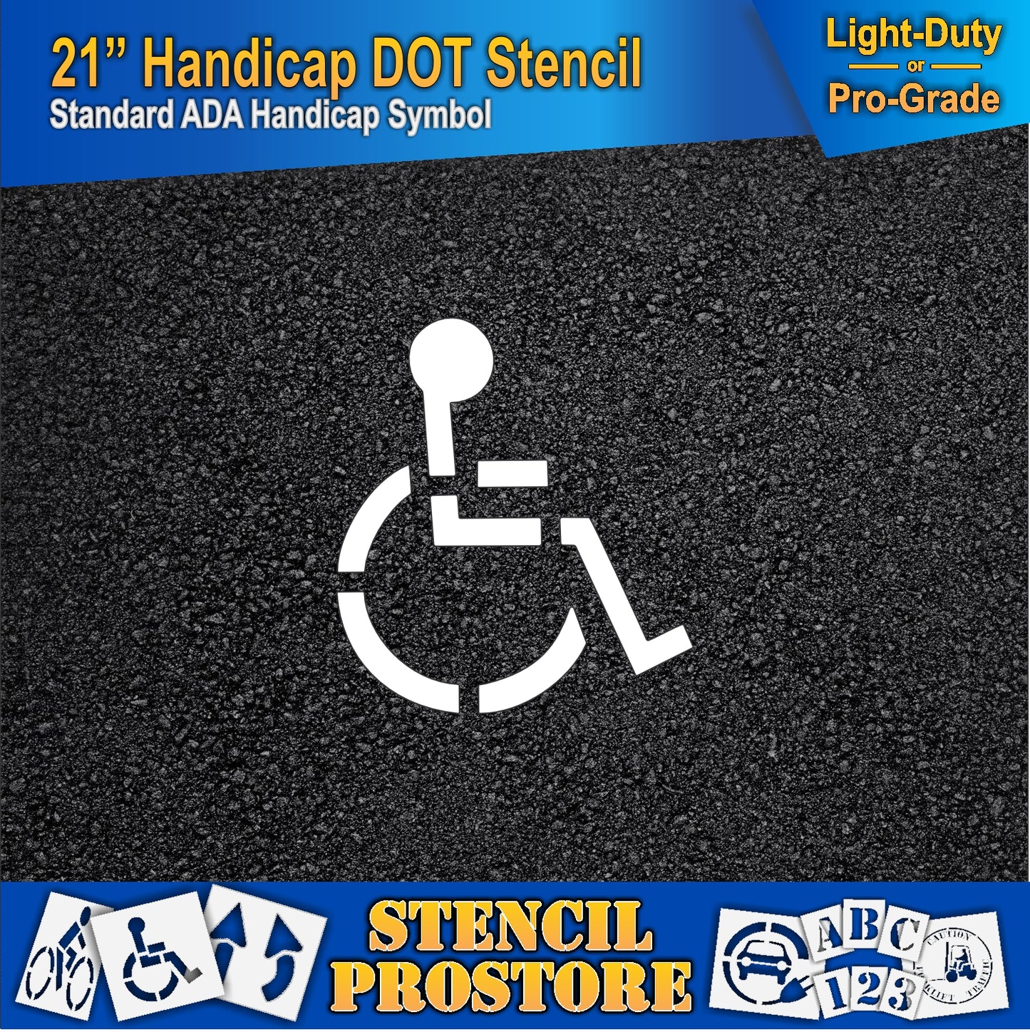 21 Inch Handicap Pavement Stencil – ADA-Compliant Stencil for Parking Lots