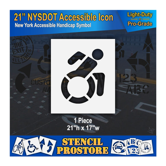 21 Inch NYSDOT Accessible Icon Pavement Stencil – ADA-Compliant Stencil for Parking Lots