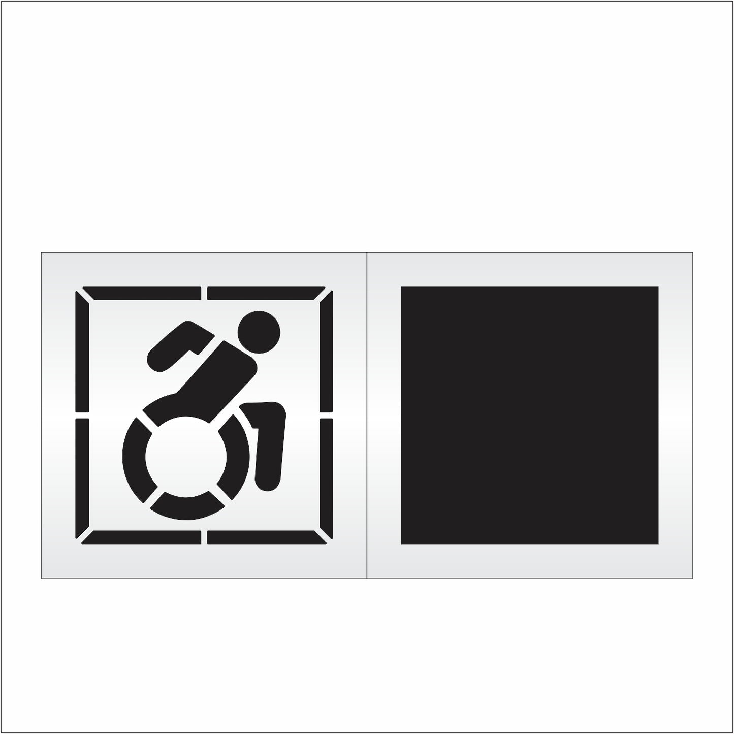24 Inch 2pc NYSDOT Accessible Icon with Border and Background Pavement Stencil – ADA-Compliant Stencil for Parking Lots