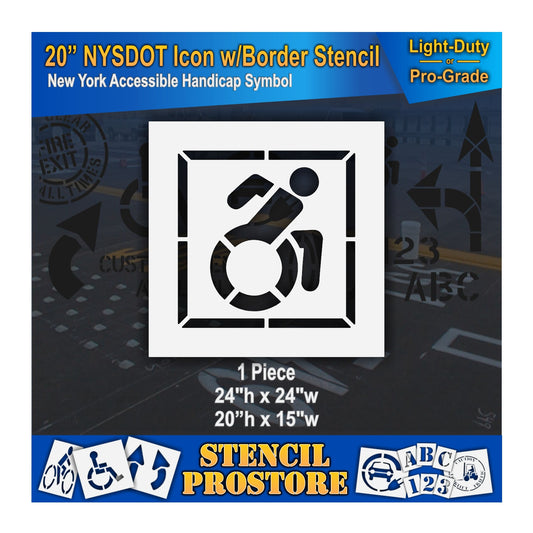 20 Inch NYSDOT Accessible Icon with Border Pavement Stencil – ADA-Compliant Stencil for Parking Lots