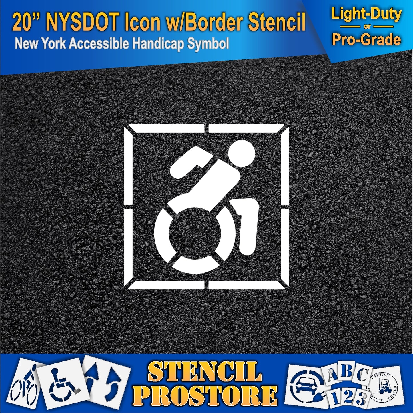 20 Inch NYSDOT Accessible Icon with Border Pavement Stencil – ADA-Compliant Stencil for Parking Lots