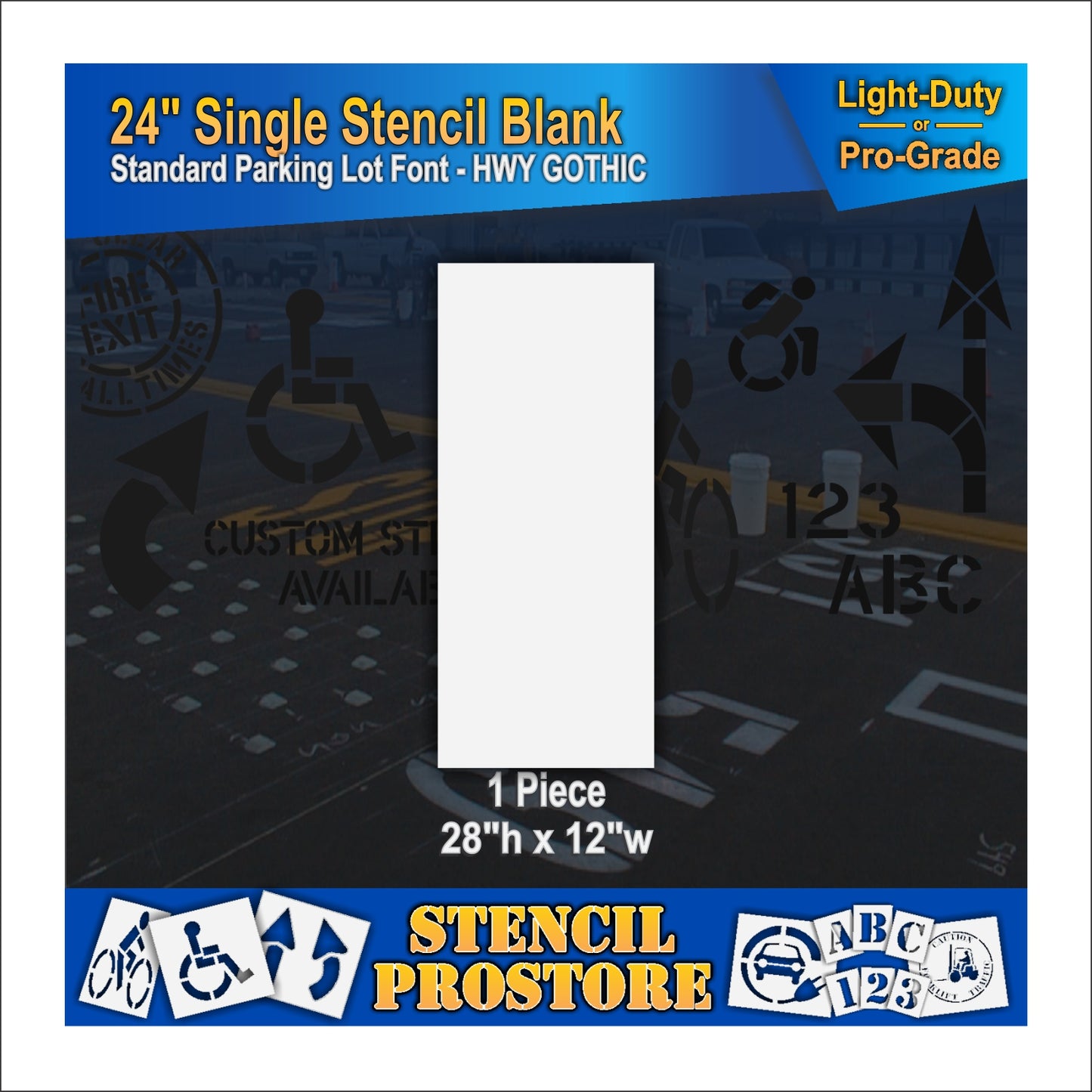 graphic image of 28"x12" blank stencil