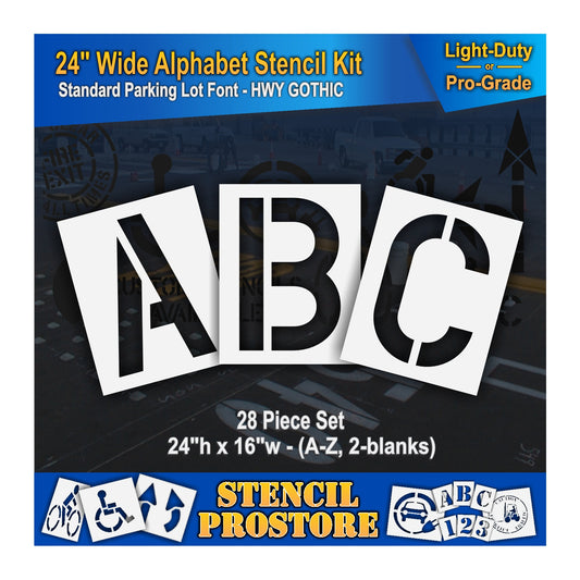 graphic image of 24" wide letters A, B, C stencils