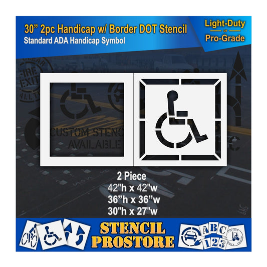 30 Inch 2pc Handicap with Border Pavement Stencil – ADA-Compliant Stencil for Parking Lots