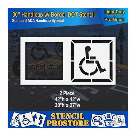 30 Inch Handicap with Border Pavement Stencil – ADA-Compliant Stencil for Parking Lots