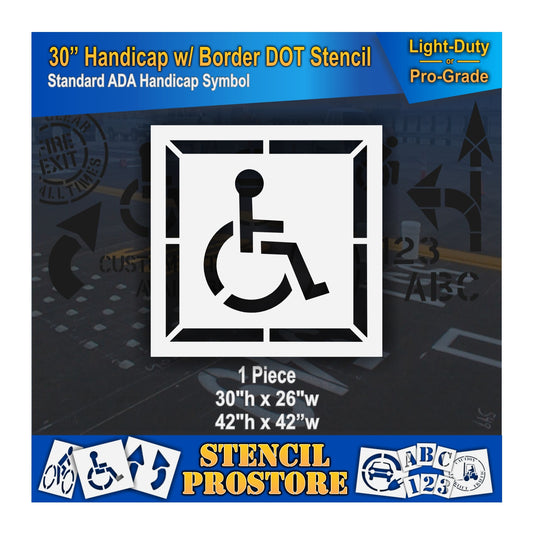 30 Inch Handicap with Border Pavement Stencil – ADA-Compliant Stencil for Parking Lots