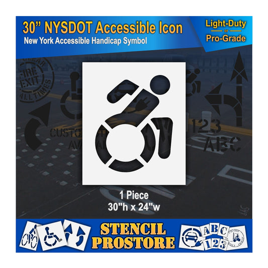 30 Inch NYSDOT Accessible Icon Pavement Stencil – ADA-Compliant Stencil for Parking Lots