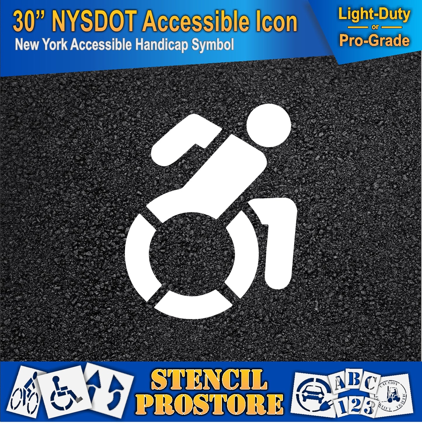 30 Inch NYSDOT Accessible Icon Pavement Stencil – ADA-Compliant Stencil for Parking Lots