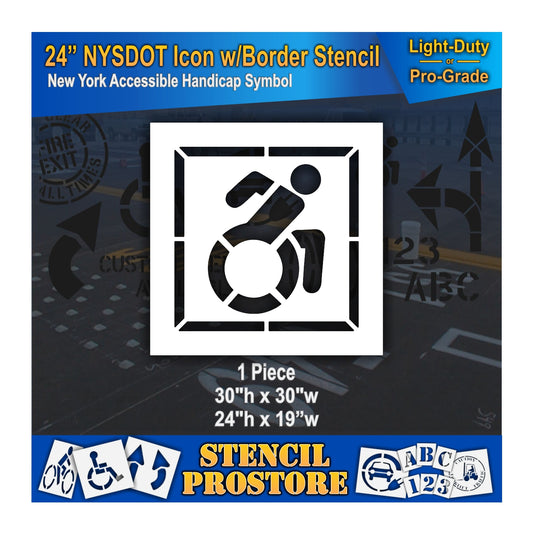 24 Inch NYSDOT Accessible Icon with Border Pavement Stencil – ADA-Compliant Stencil for Parking Lots
