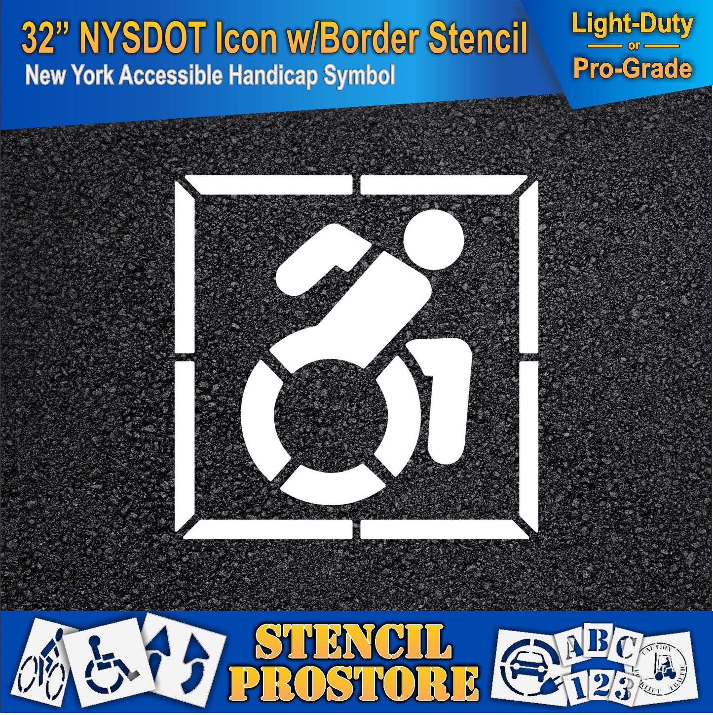 32 Inch NYSDOT Accessible Icon with Border Pavement Stencil – ADA-Compliant Stencil for Parking Lots