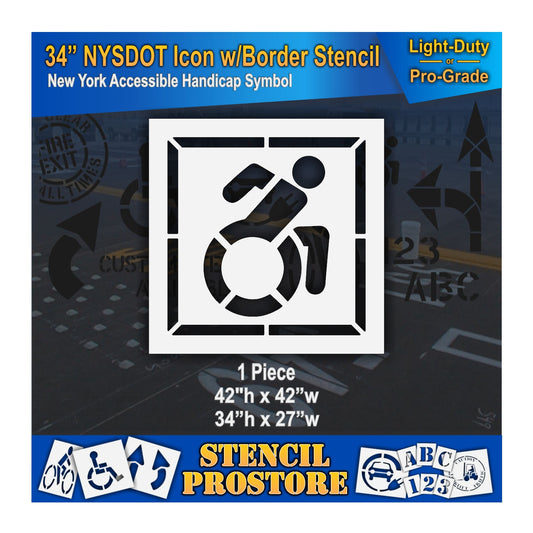 34 Inch NYSDOT Accessible Icon with Border Pavement Stencil – ADA-Compliant Stencil for Parking Lots