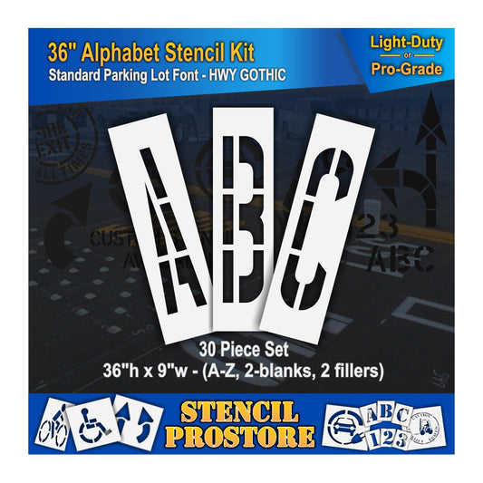 graphic image of 36" letters A, B, and C stencils