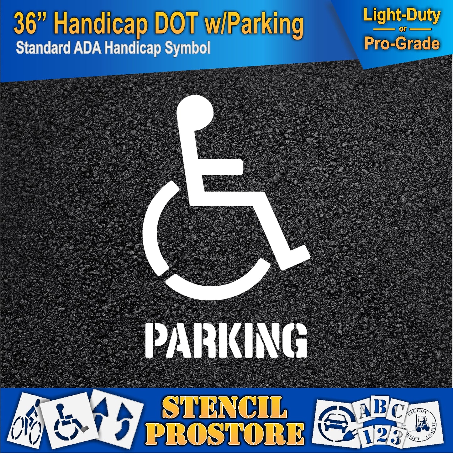 36 Inch Handicap with PARKING Pavement Stencil – ADA-Compliant Stencil for Parking Lots