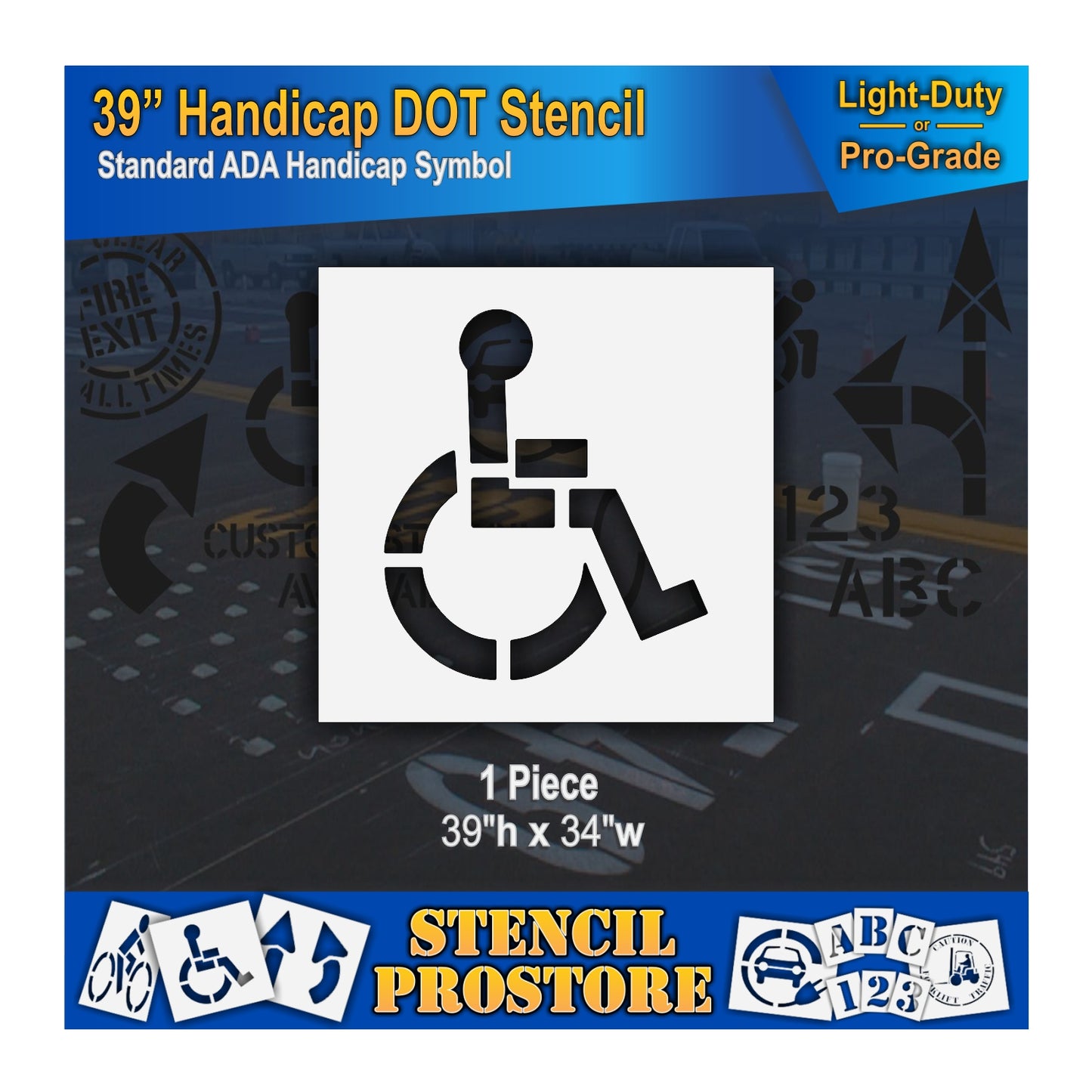 39 Inch Handicap Pavement Stencil – ADA-Compliant Stencil for Parking Lots