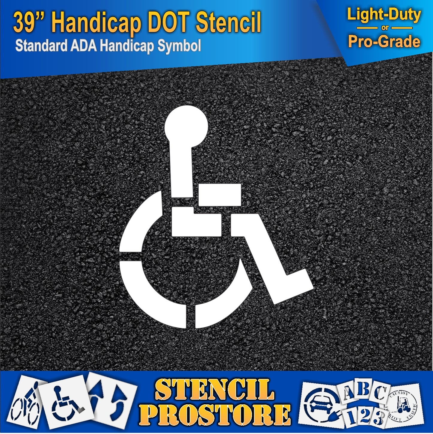 39 Inch Handicap Pavement Stencil – ADA-Compliant Stencil for Parking Lots
