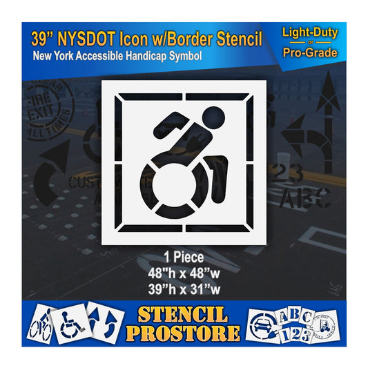 39 Inch NYSDOT Accessible Icon with Border Pavement Stencil – ADA-Compliant Stencil for Parking Lots