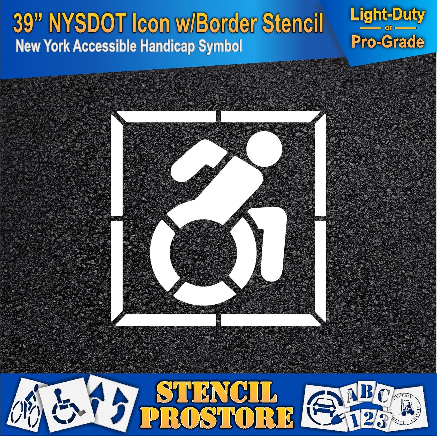 39 Inch NYSDOT Accessible Icon with Border Pavement Stencil – ADA-Compliant Stencil for Parking Lots