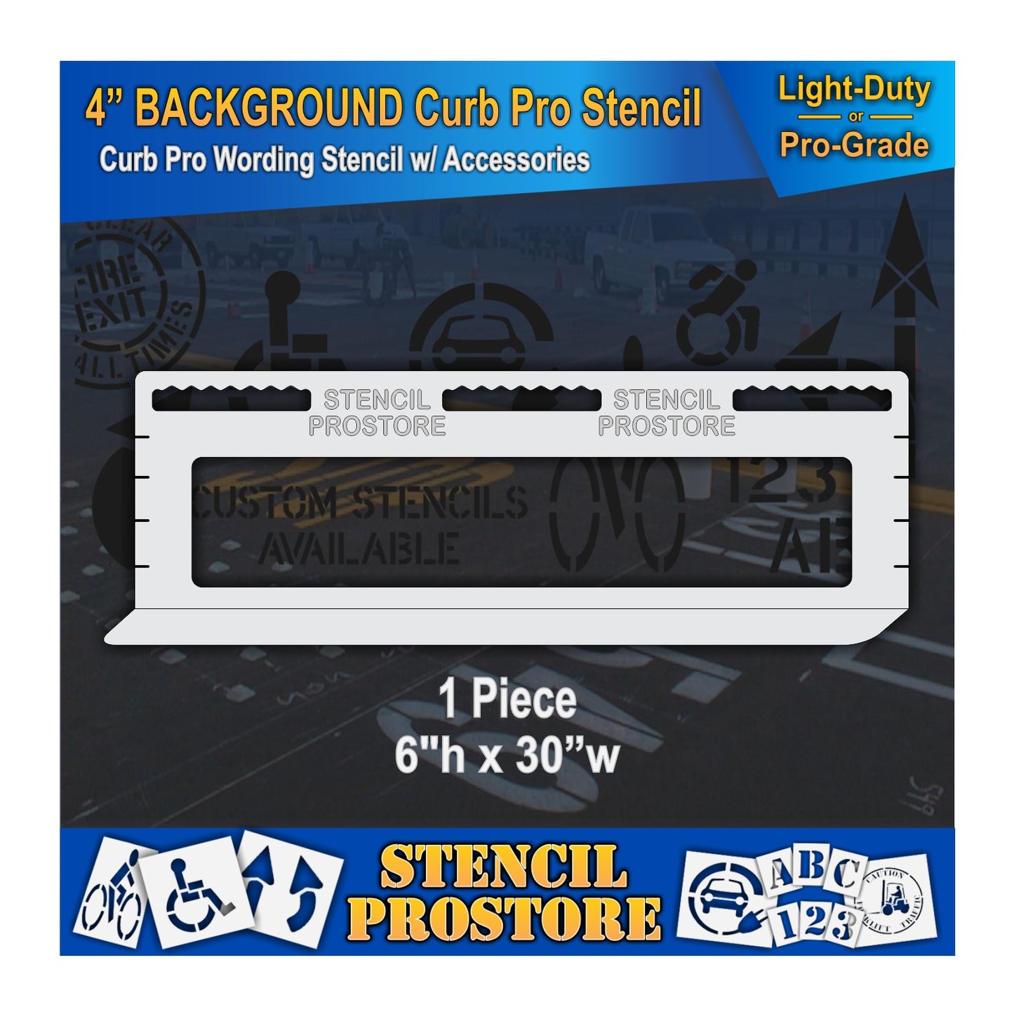 4 Inch BACKGROUND PIECE for Curb Pro Stencil – for Parking Lot and Area Labeling Stencil