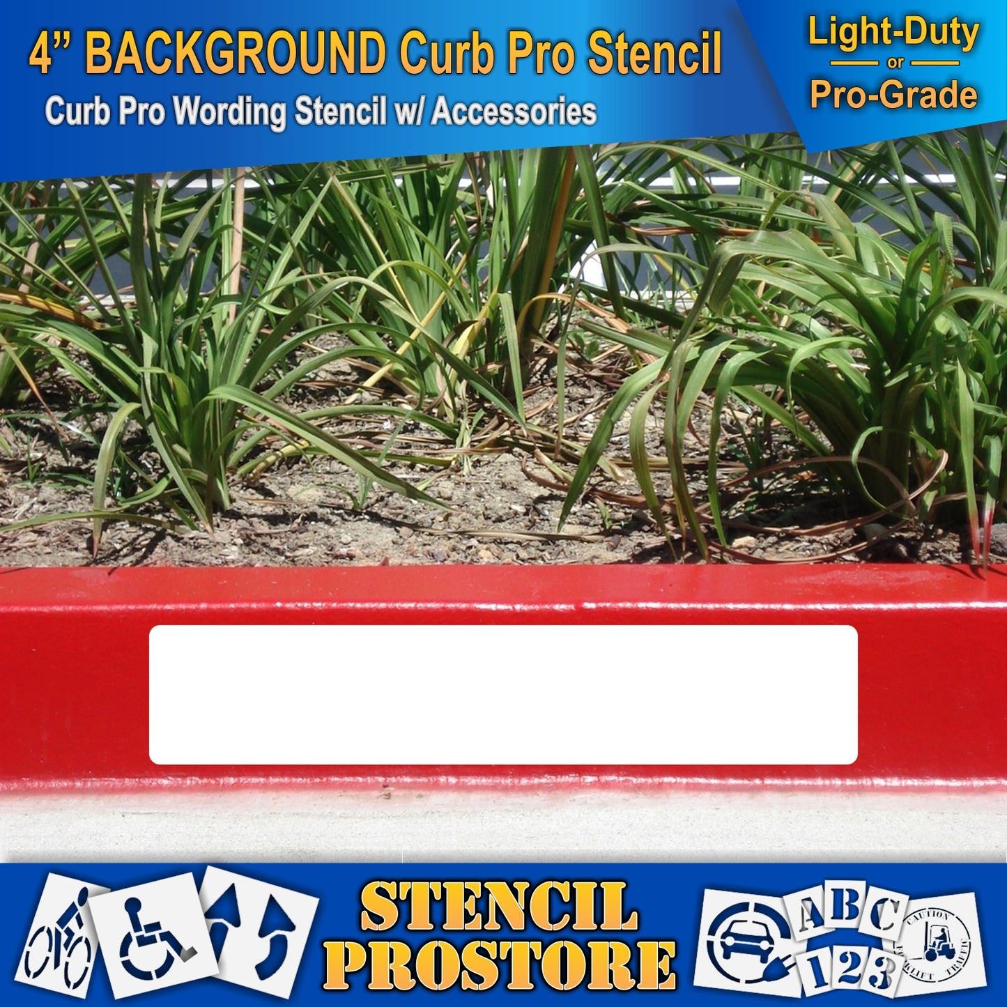 4 Inch BACKGROUND PIECE for Curb Pro Stencil – for Parking Lot and Area Labeling Stencil