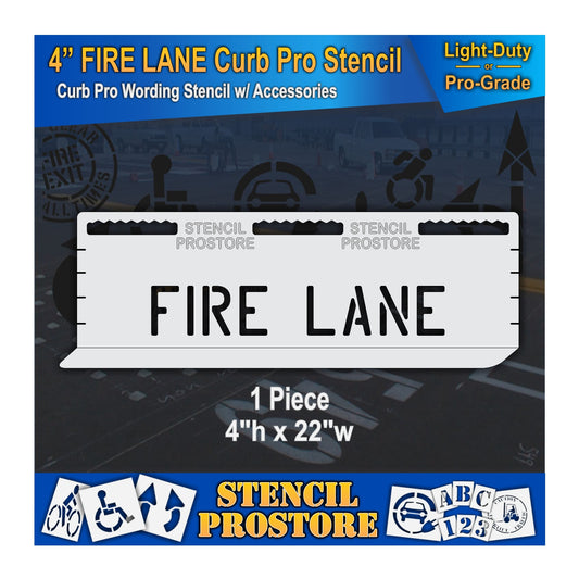 4 Inch FIRE LANE Wording Curb Pro Stencil – for Parking Lot and Area Labeling Stencil