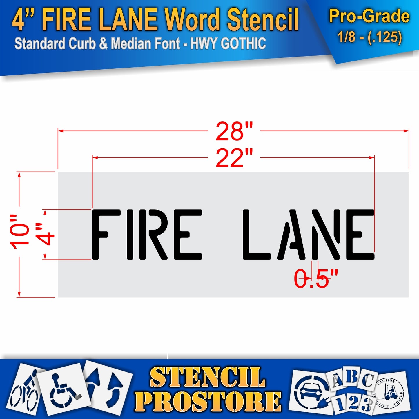 4 Inch FIRE LANE Wording Stencil – for Parking Lot and Area Labeling Stencil