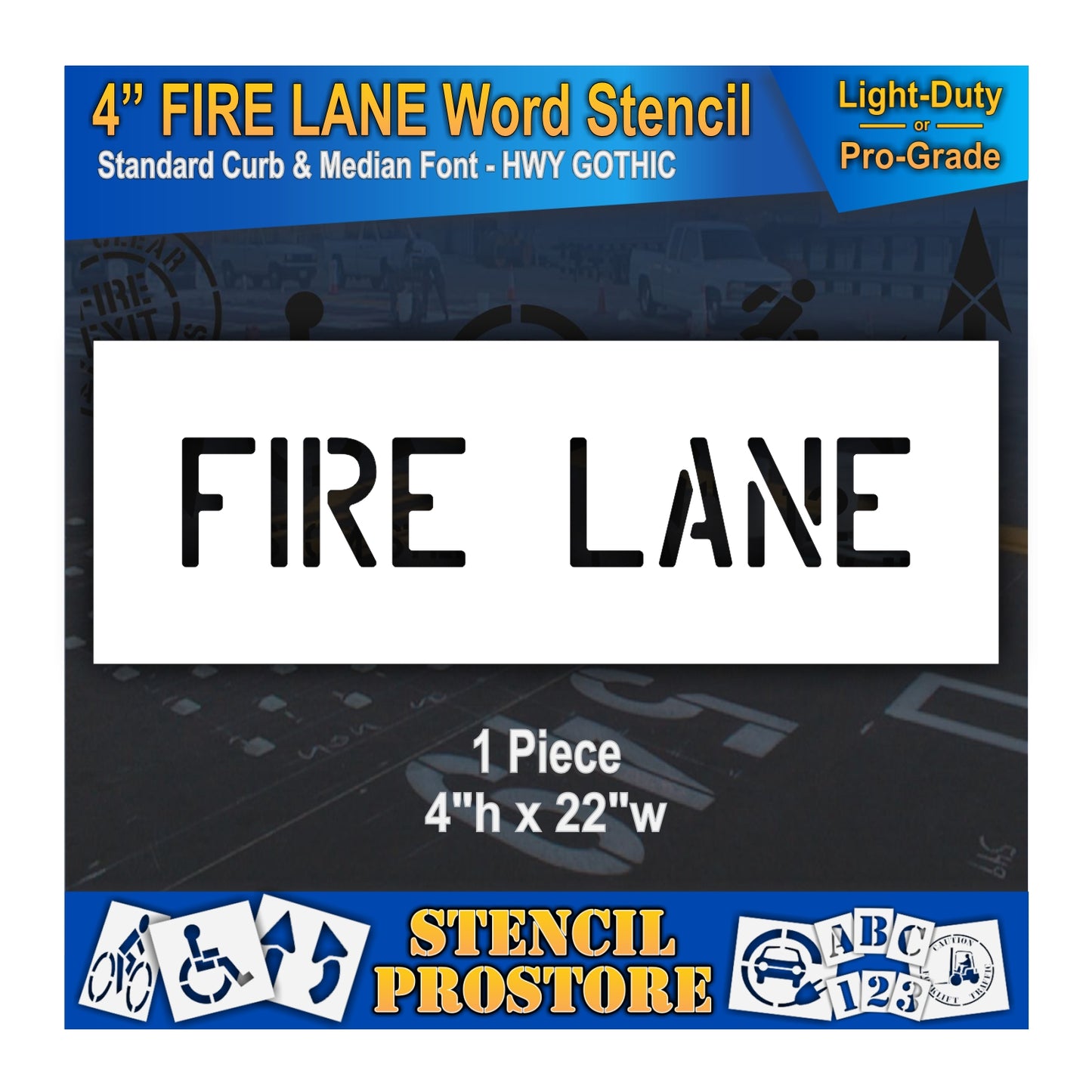 4 Inch FIRE LANE Wording Stencil – for Parking Lot and Area Labeling Stencil