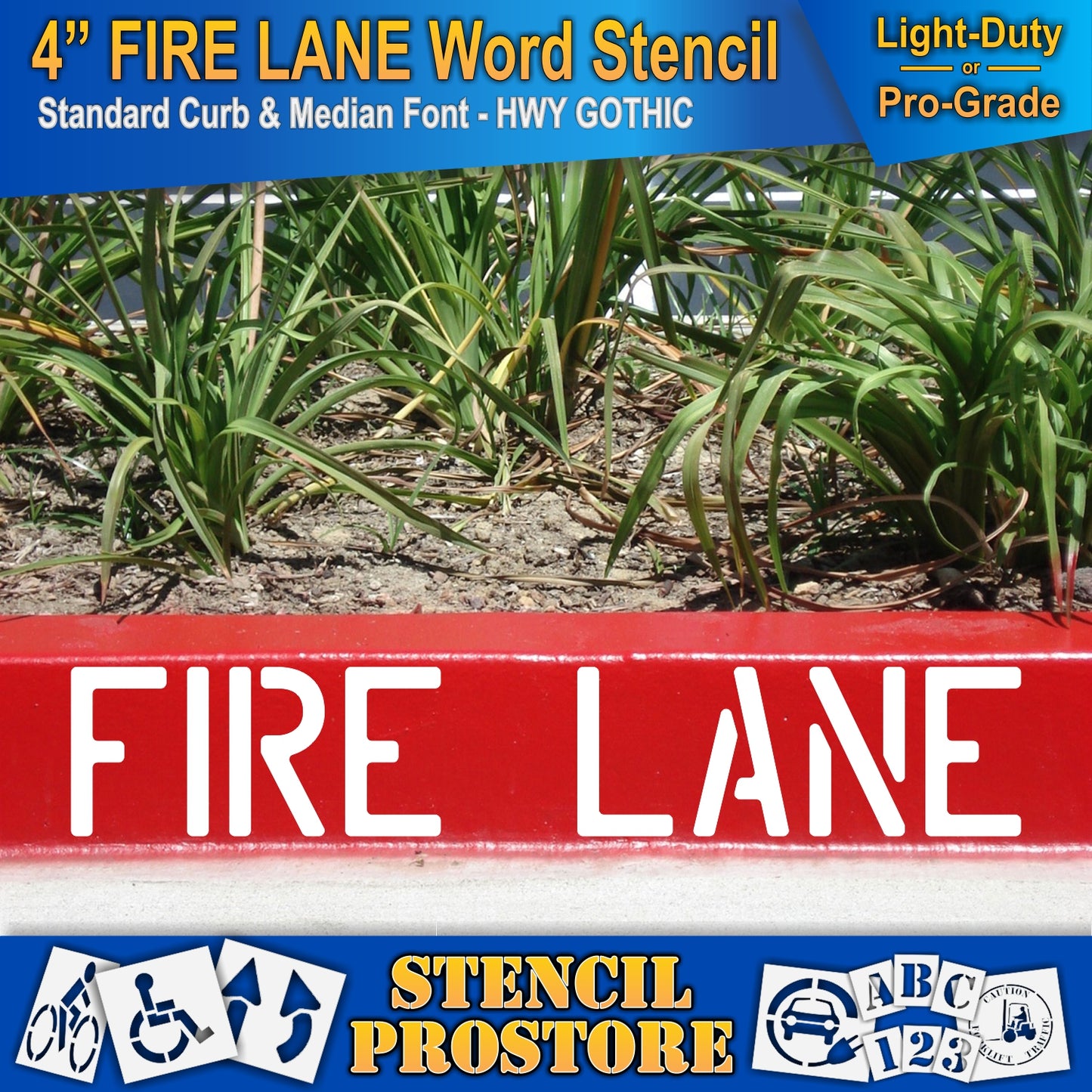 4 Inch FIRE LANE Wording Stencil – for Parking Lot and Area Labeling Stencil