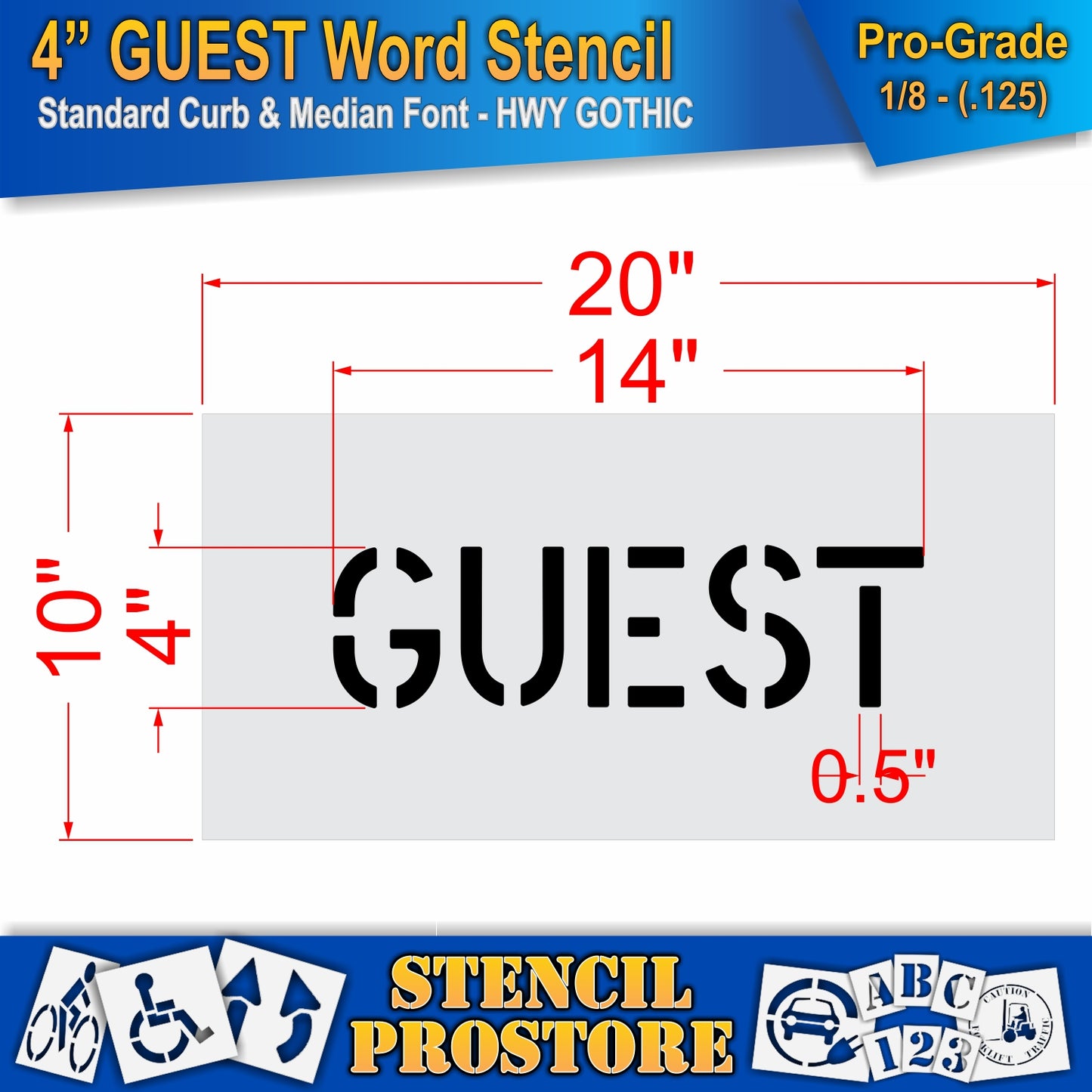 4 Inch GUEST Wording Stencil – for Parking Lot and Area Labeling Stencil