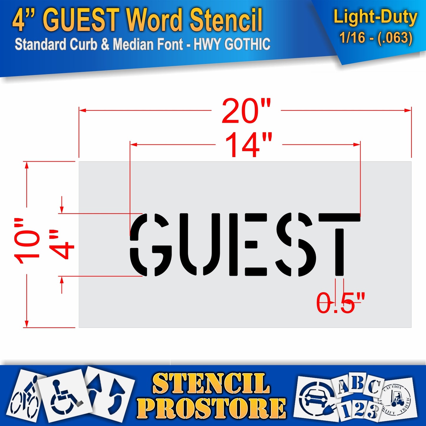 4 Inch GUEST Wording Stencil – for Parking Lot and Area Labeling Stencil