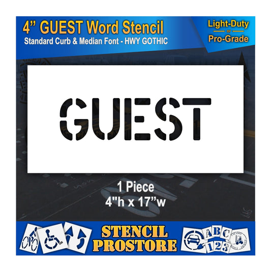 4 Inch GUEST Wording Stencil – for Parking Lot and Area Labeling Stencil