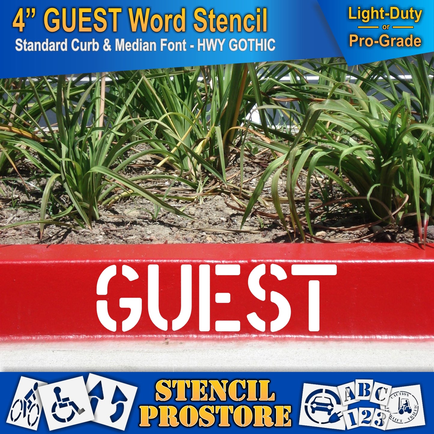 4 Inch GUEST Wording Stencil – for Parking Lot and Area Labeling Stencil