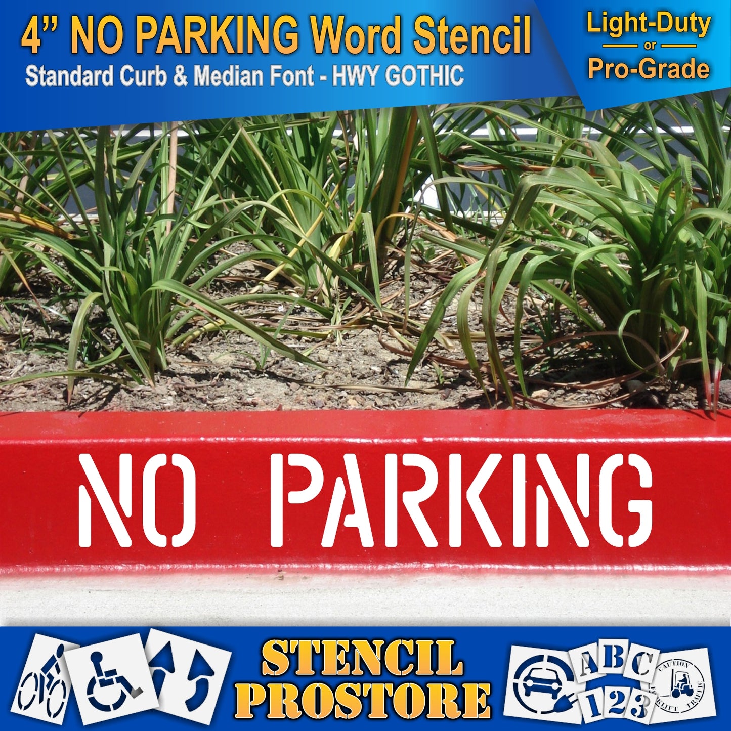 4 Inch NO PARKING Wording Stencil – for Parking Lot and Area Labeling Stencil