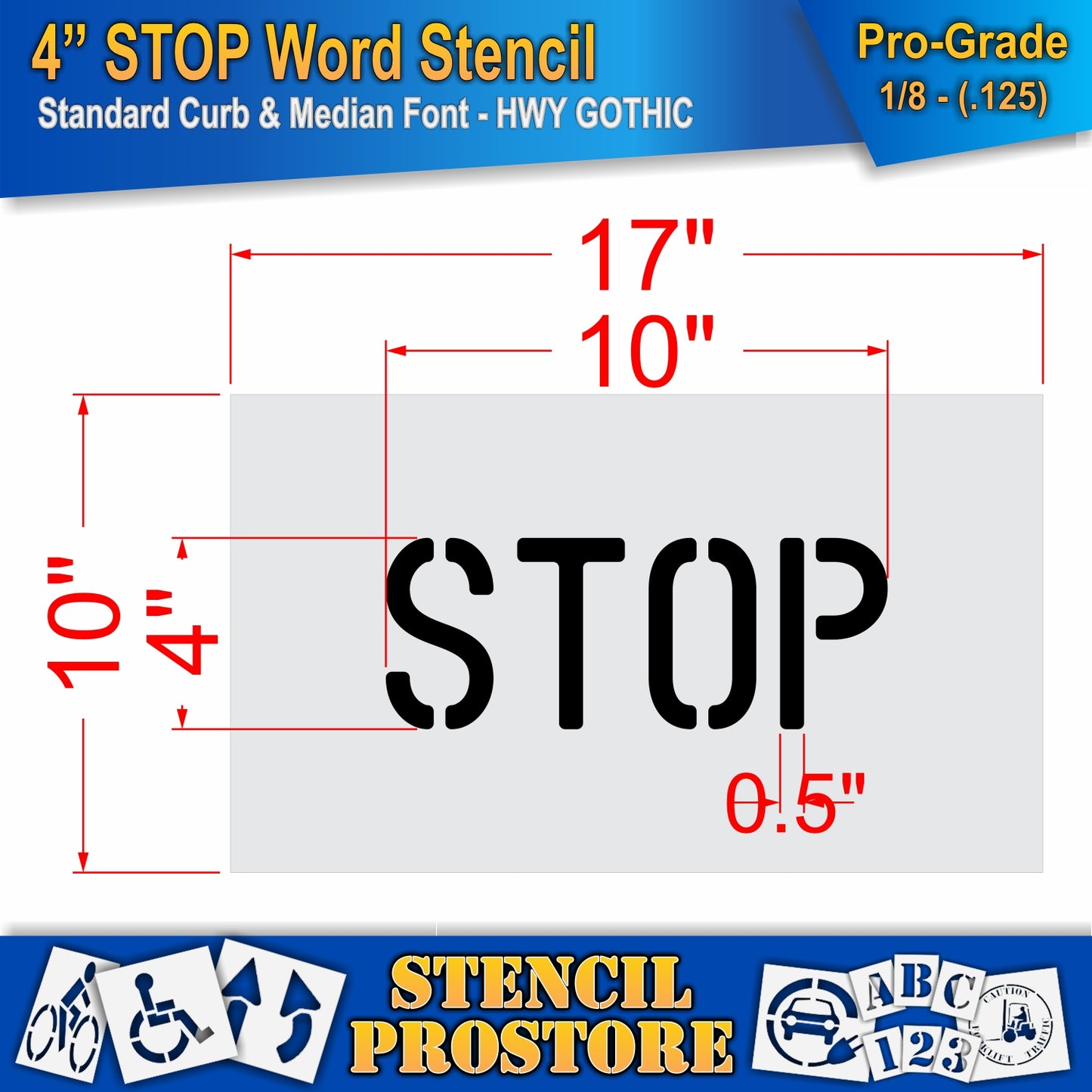 4 Inch STOP Wording Stencil – for Parking Lot and Area Labeling Stencil