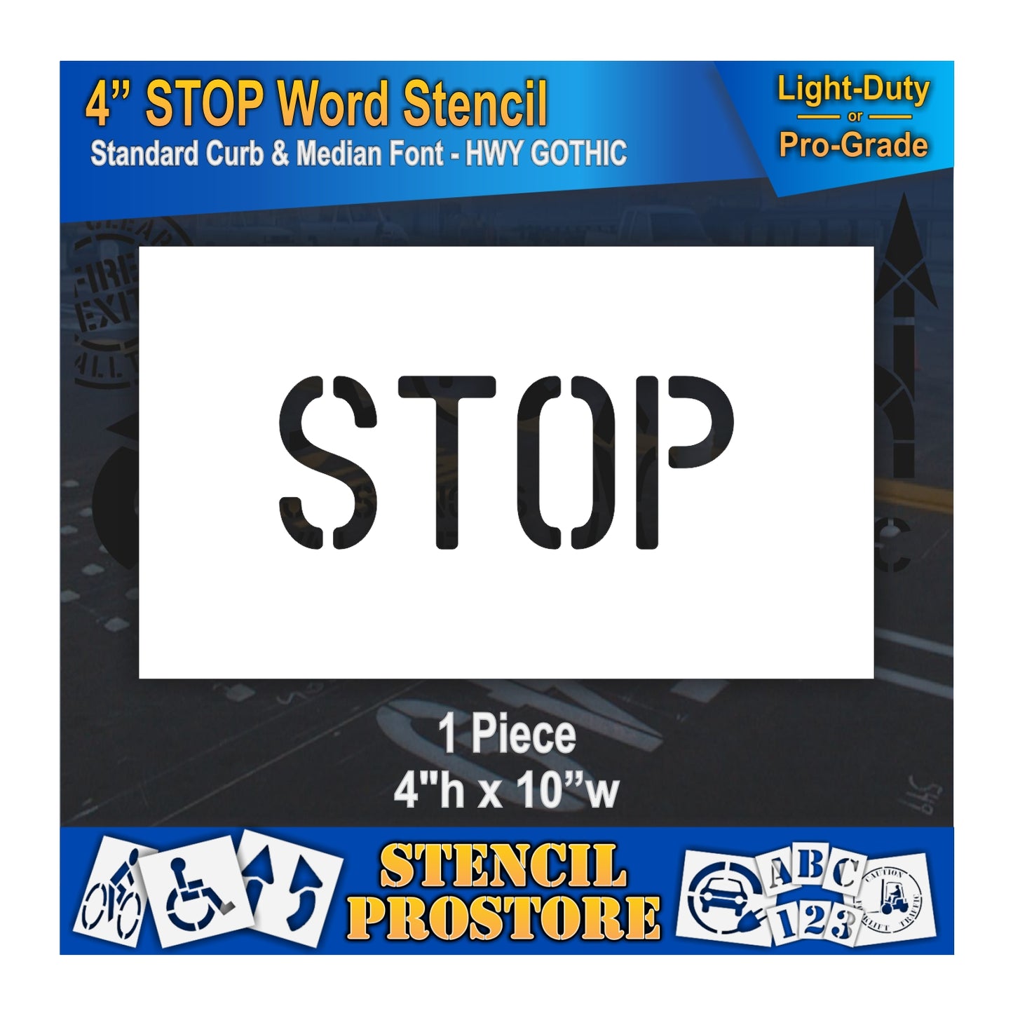 4 Inch STOP Wording Stencil – for Parking Lot and Area Labeling Stencil