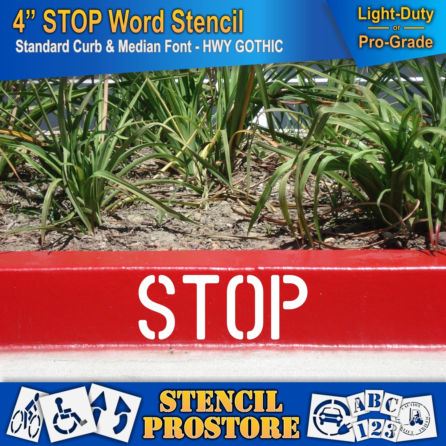4 Inch STOP Wording Stencil – for Parking Lot and Area Labeling Stencil