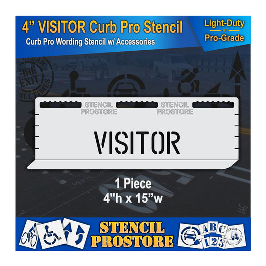 4 Inch VISITOR Wording Curb Pro Stencil – for Parking Lot and Area Labeling Stencil
