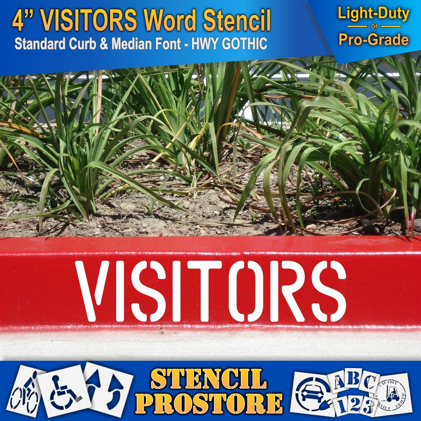 4 Inch VISITORS Wording Stencil – for Parking Lot and Area Labeling Stencil