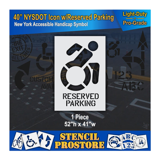 40 Inch NYSDOT Accessible Icon with RESERVED PARKING Pavement Stencil – ADA-Compliant Stencil for Parking Lots