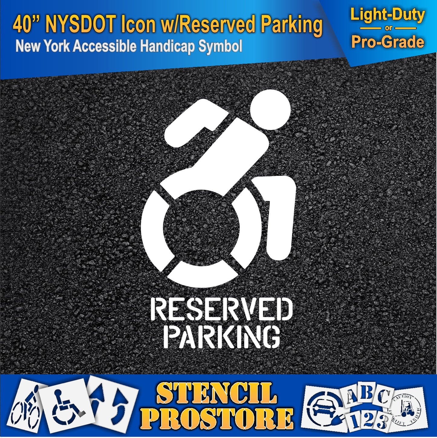 40 Inch NYSDOT Accessible Icon with RESERVED PARKING Pavement Stencil – ADA-Compliant Stencil for Parking Lots