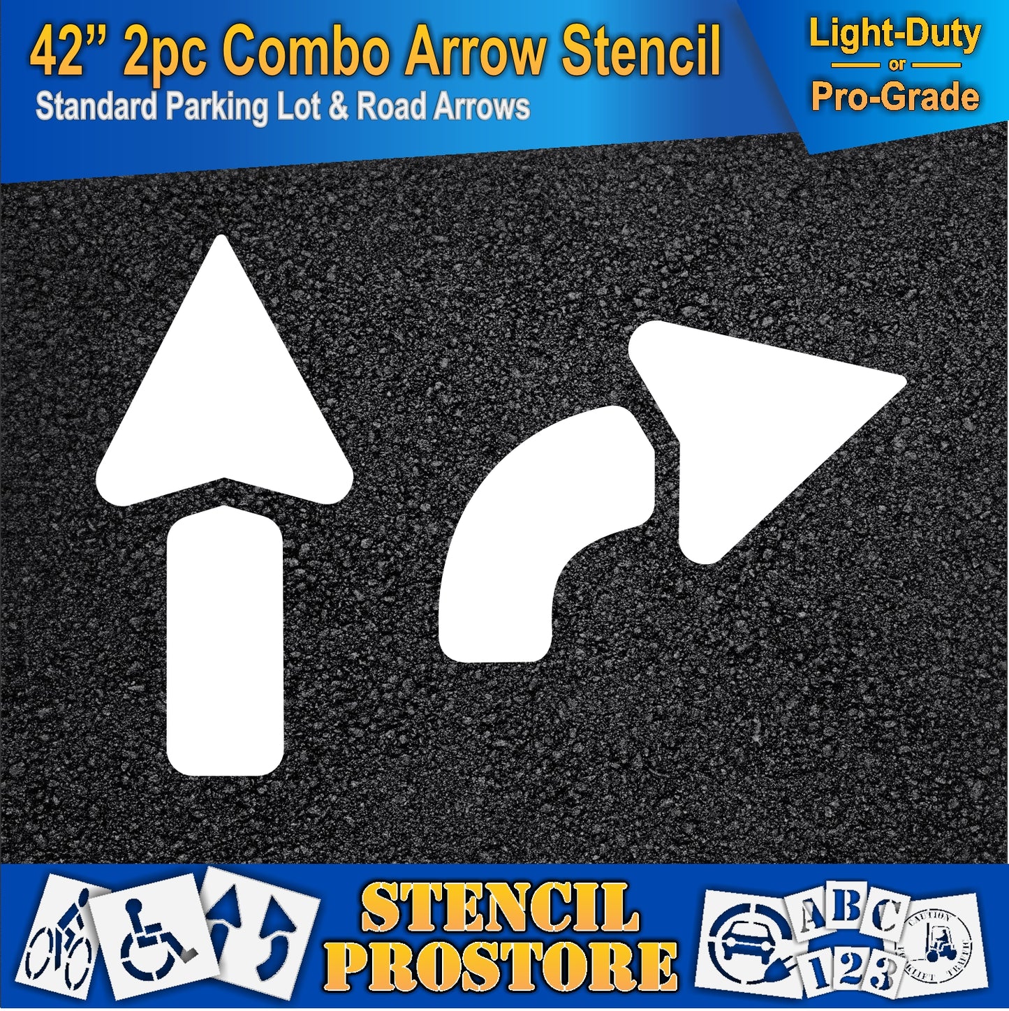 42 Inch 2pc Combo Arrow Stencil – Parking Lot and Highway Stencil