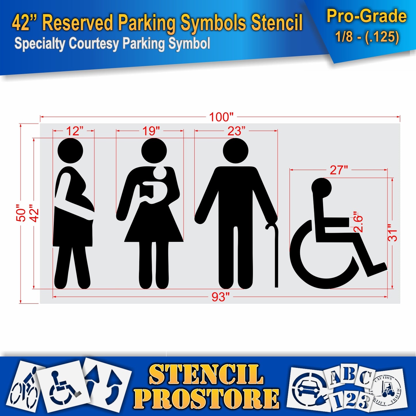 42 Inch Reserved for Expectant Moms, Families w/ Small Children, Elderly, & Disabled Stencil – Specialty Stencil for Parking Lots