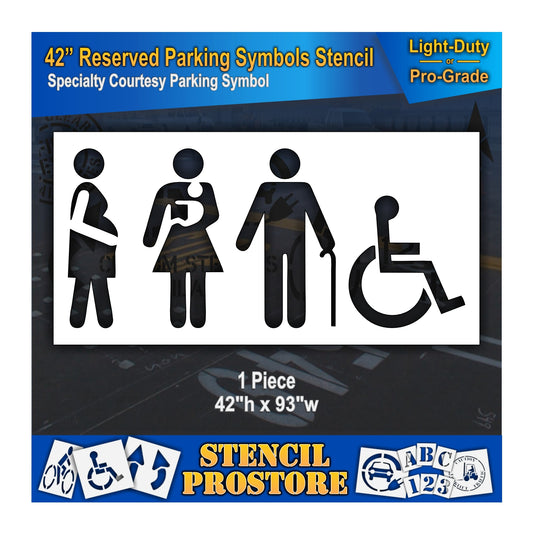 42 Inch Reserved for Expectant Moms, Families w/ Small Children, Elderly, & Disabled Stencil – Specialty Stencil for Parking Lots