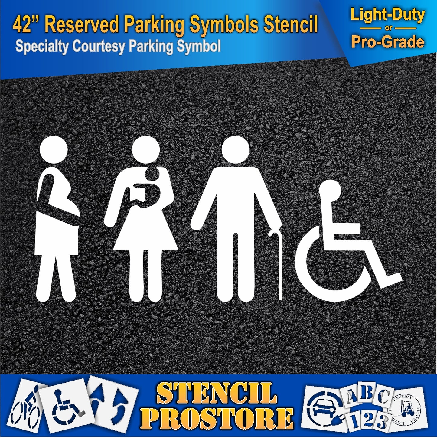 42 Inch Reserved for Expectant Moms, Families w/ Small Children, Elderly, & Disabled Stencil – Specialty Stencil for Parking Lots